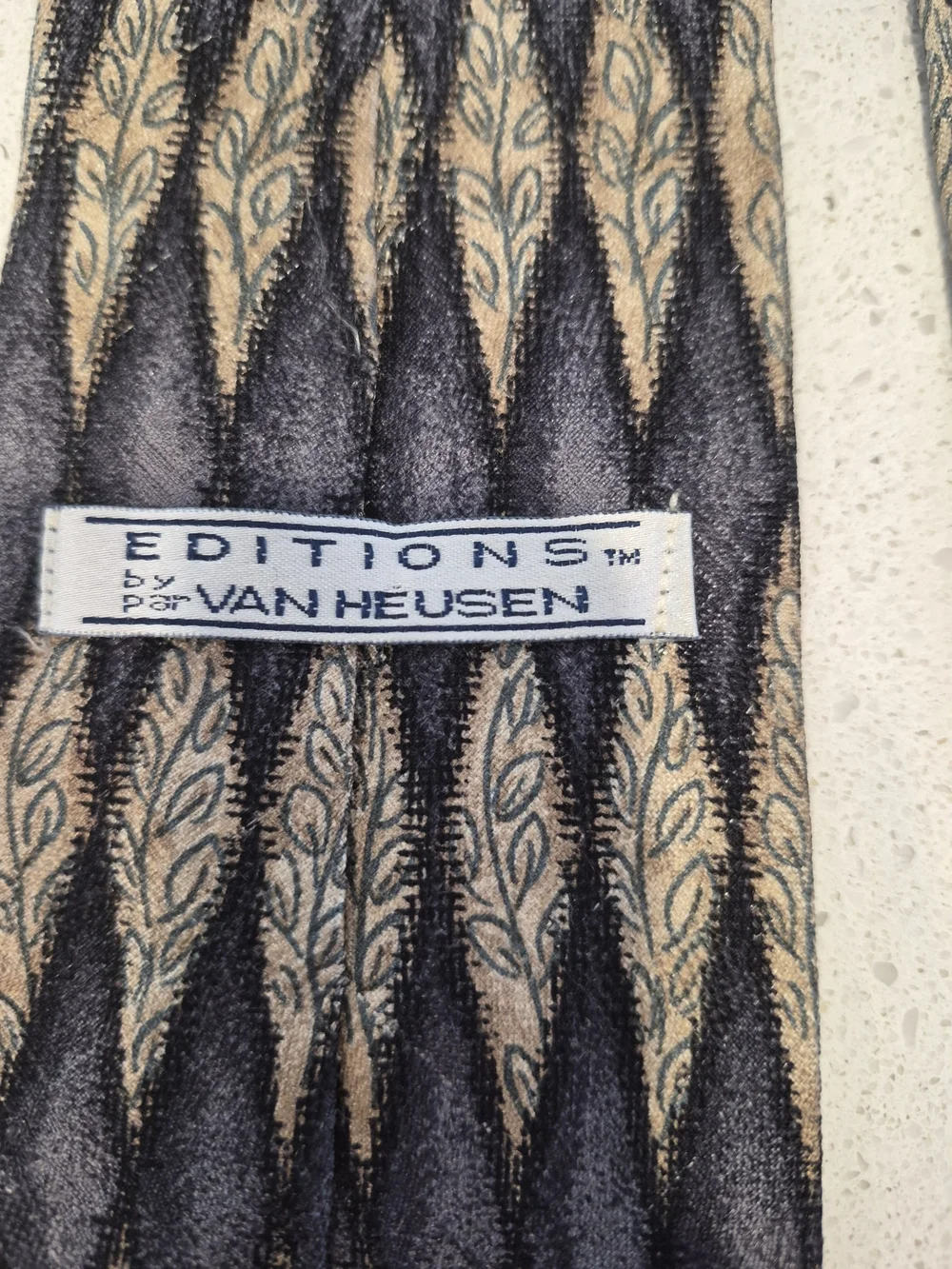 Vintage Brown and Black Paisley-Stripe Tie - Picture 8 of 8